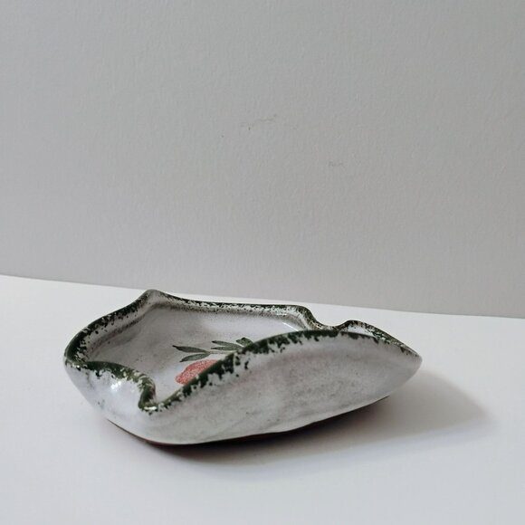 Owens Pottery Soap Dish, Seagrove NC, Ceramic Apple Leaf Trinket Tray, Vintage - Picture 6 of 7